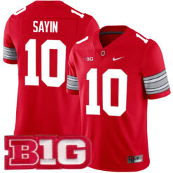 Julian Sayin Ohio State Buckeyes Football Scarlet Alternate Game Jersey w/ B1G Patch - All Stitched
