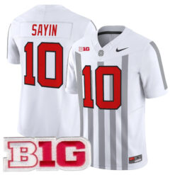 Julian Sayin Ohio State Buckeyes Football White Throwback Vapor F.U.S.E Limited Jersey w/ B1G Patch - All Stitched