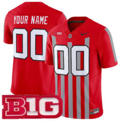 Custom Ohio State Buckeyes Football Scarlet Throwback Vapor F.U.S.E Limited Jersey w/ B1G Patch - All Stitched