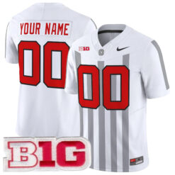 Custom Ohio State Buckeyes Football White Throwback Vapor F.U.S.E Limited Jersey w/ B1G Patch - All Stitched