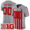 Custom Ohio State Buckeyes Football Grey Throwback Vapor F.U.S.E Limited Jersey w/ B1G Patch - All Stitched