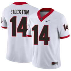 Gunner Stockton Georgia Bulldogs Football White Away Jersey - All Stitched