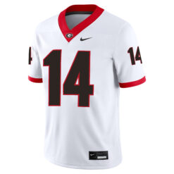 Alternative view of Gunner Stockton Georgia Bulldogs Football White Away Jersey - All Stitched