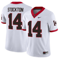 Gunner Stockton Georgia Bulldogs Football White Away Game Jersey - All Stitched