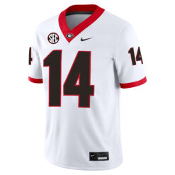 Alternative view of Gunner Stockton Georgia Bulldogs Football White Away Jersey w/ SEC Patch - All Stitched