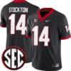 Gunner Stockton Georgia Bulldogs Football Black Alternate Jersey w/ SEC Patch - All Stitched