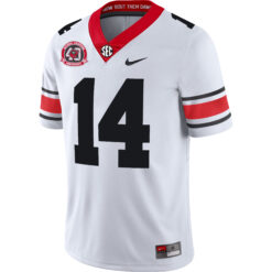 Alternative view of Gunner Stockton Georgia Bulldogs Football White 40th NC Anniversary Jersey w/ SEC Patch - All Stitched
