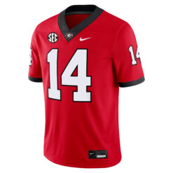 Alternative view of Gunner Stockton Georgia Bulldogs Football Red Home Game Jersey w/ SEC Patch - All Stitched