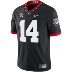 Alternative view of Gunner Stockton Georgia Bulldogs Football Black 1980 Throwback Jersey w/ SEC Patch - All Stitched