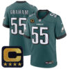 Brandon Graham Philadelphia Eagles Captain Patch Midnight Green Game Jersey - All Stitched