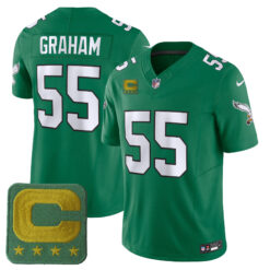 Brandon Graham Philadelphia Eagles Captain Patch Kelly Green Throwback Vapor F.U.S.E Limited Jersey - All Stitched