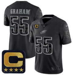 Brandon Graham Philadelphia Eagles Captain Patch Black RFLCTV Limited Jersey - All Stitched