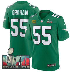 Brandon Graham Philadelphia Eagles Super Bowl LVII Kelly Green Throwback Game Jersey - All Stitched