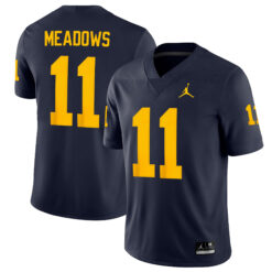 Carter Meadows Michigan Wolverines Football Navy Game Jersey - All Stitched