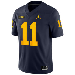 Alternative view of Carter Meadows Michigan Wolverines Football Navy Game Jersey w/ B1G Patch - All Stitched
