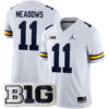 Carter Meadows Michigan Wolverines Football White Game Jersey w/ B1G Patch - All Stitched