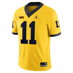 Alternative view of Carter Meadows Michigan Wolverines Football Maize Game Jersey w/ B1G Patch - All Stitched