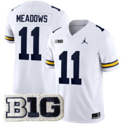 Carter Meadows Michigan Wolverines Football White Vapor F.U.S.E Limited Jersey w/ B1G Patch - All Stitched