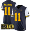 Carter Meadows Michigan Wolverines Football Navy Sleeve Vapor F.U.S.E Limited Jersey w/ B1G Patch - All Stitched