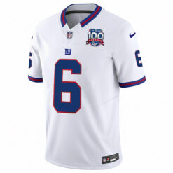 Alternative view of Jaxson Dart New York Giants White 100th Season Anniversary Jersey - All Stitched