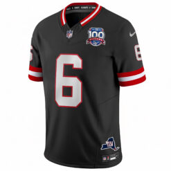 Alternative view of Jaxson Dart New York Giants Black 100th Season Anniversary Jersey - All Stitched