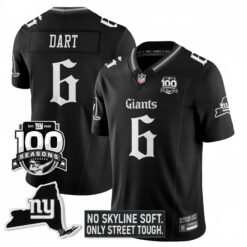 Jaxson Dart New York Giants Black Gothic Theme Limited Jersey - All Stitched