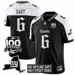 Jaxson Dart New York Giants Alternate Black Gothic Theme Limited Jersey - All Stitched