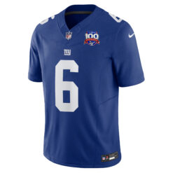 Alternative view of Jaxson Dart New York Giants 100th Season Anniversary Royal Vapor F.U.S.E Limited Jersey - All Stitched