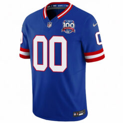 Alternative view of Custom New York Giants Royal Blue 100th Season Anniversary Jersey - All Stitched