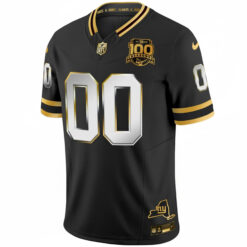 Alternative view of Custom New York Giants Black Gold Limited 100th Season Anniversary Jersey - All Stitched