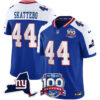 Cam Skattebo New York Giants Royal Blue Alternate 100th Season Anniversary Jersey - All Stitched