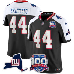 Cam Skattebo New York Giants Black Alternate 100th Season Anniversary Jersey - All Stitched