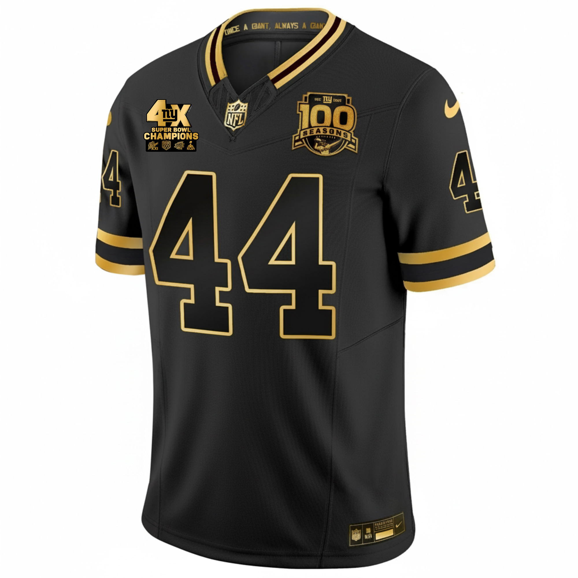 Cam Skattebo New York Giants 4x Champions Black Gold 100th Season Anniversary Jersey - All Stitched - Image 2