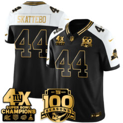 Cam Skattebo New York Giants 4x Champions Alternate Black Gold 100th Season Anniversary Jersey - All Stitched