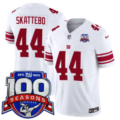 Cam Skattebo New York Giants 100th Season Anniversary White Vapor F.U.S.E Limited Jersey - All Stitched