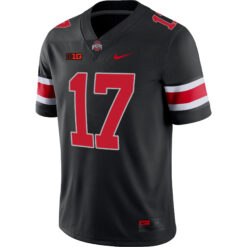 Alternative view of Carnell Tate Ohio State Buckeyes Football Black Game Jersey w/ B1G Patch - All Stitched