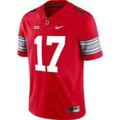 Alternative view of Carnell Tate Ohio State Buckeyes Football Scarlet Alternate Game Jersey w/ B1G Patch - All Stitched