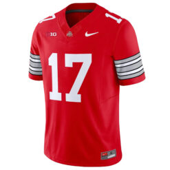 Alternative view of Carnell Tate Ohio State Buckeyes Football Scarlet Heritage Stripe Vapor F.U.S.E Limited Jersey w/ B1G Patch - All Stitched