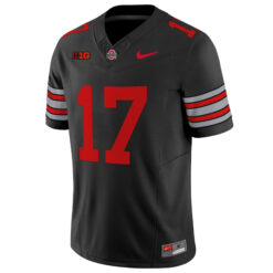 Alternative view of Carnell Tate Ohio State Buckeyes Football Black Heritage Stripe Vapor F.U.S.E Limited Jersey w/ B1G Patch - All Stitched