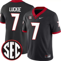 Lawson Luckie Georgia Bulldogs Football Black Alternate Game Jersey w/ SEC Patch - All Stitched