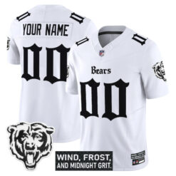 Custom Chicago Bears Gothic Theme White Vapor F.U.S.E Limited Jersey - All Stitched