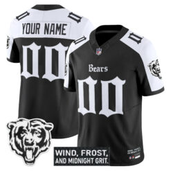 Custom Chicago Bears Gothic Theme Alternate Black Vapor F.U.S.E Limited Jersey - All Stitched