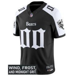 Alternative view of Custom Chicago Bears Gothic Theme Alternate Black Vapor F.U.S.E Limited Jersey - All Stitched