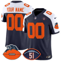 Custom Chicago Bears Dick Butkus Honor Alternate Navy Throwback Vapor F.U.S.E Limited Jersey - All Stitched