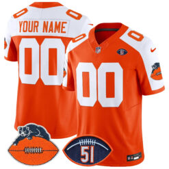 Custom Chicago Bears Dick Butkus Honor Alternate Orange Throwback Vapor F.U.S.E Limited Jersey - All Stitched