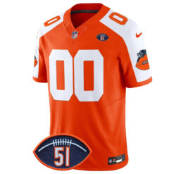 Alternative view of Custom Chicago Bears Dick Butkus Honor Alternate Orange Throwback Vapor F.U.S.E Limited Jersey - All Stitched