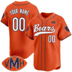Custom Chicago Bears Honor Virginia Halas McCaskey Orange Baseball Limited Jersey - All Stitched