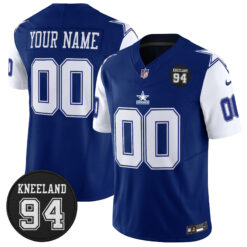 Custom Dallas Cowboys 94 Marshawn Kneeland Memorial Navy Throwback Limited Jersey - All Stitched