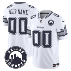 Custom Dallas Cowboys Dallas City Patch White Limited Jersey - All Stitched