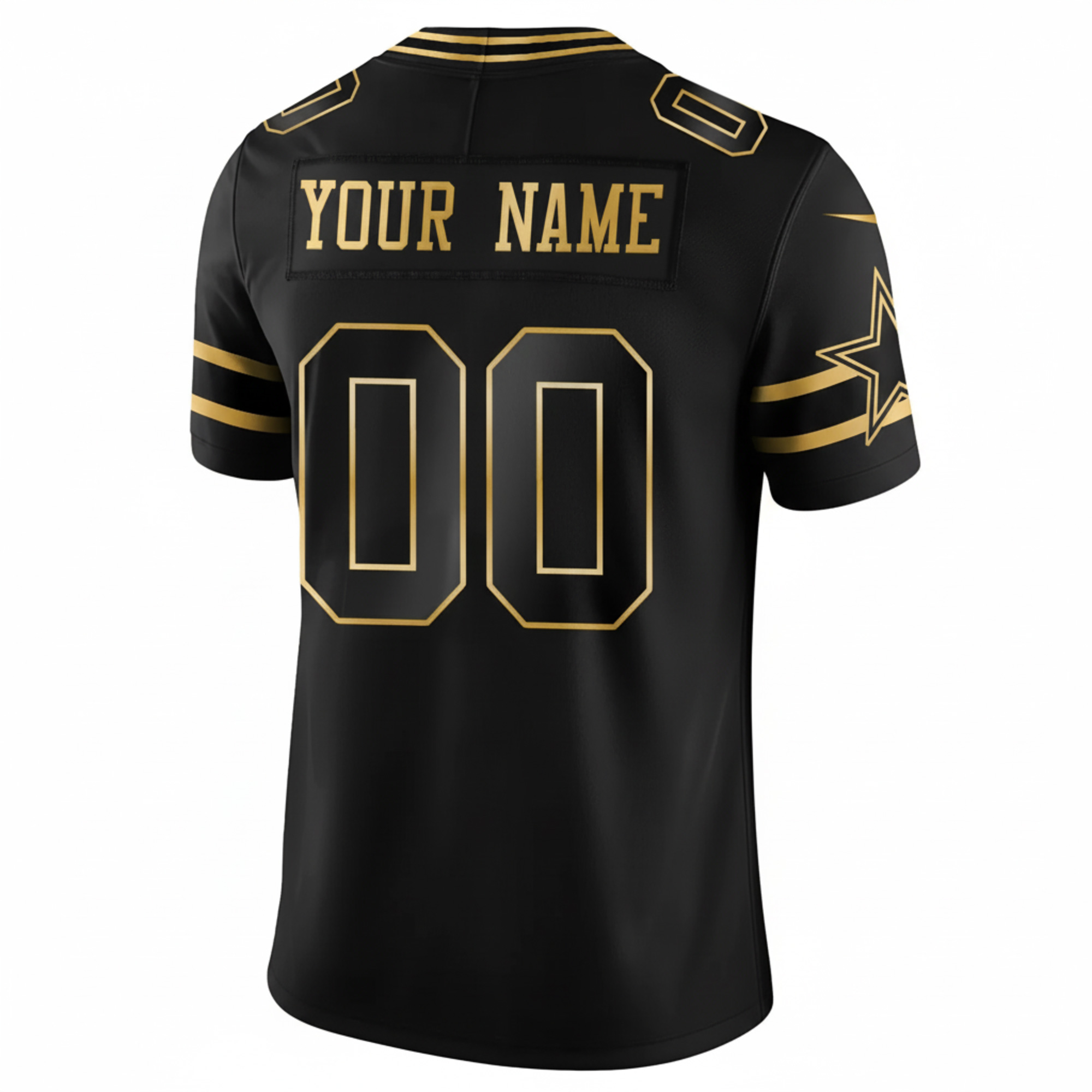 Custom Dallas Cowboys 5x Champions Black Gold Limited Jersey - All Stitched - Image 3